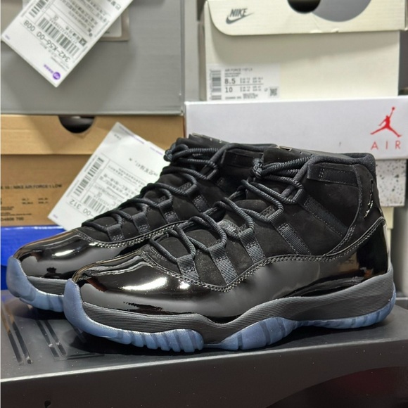 shiny black nike high tops